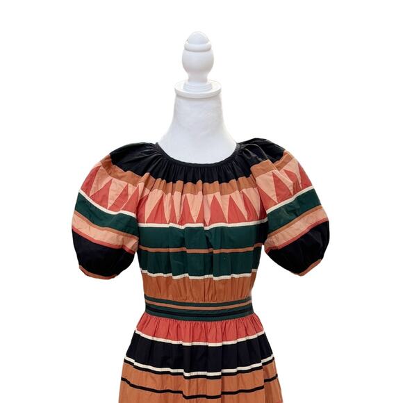 Ulla Johnson Ayita Dress Striped 0 Orange Green - Picture 4 of 10